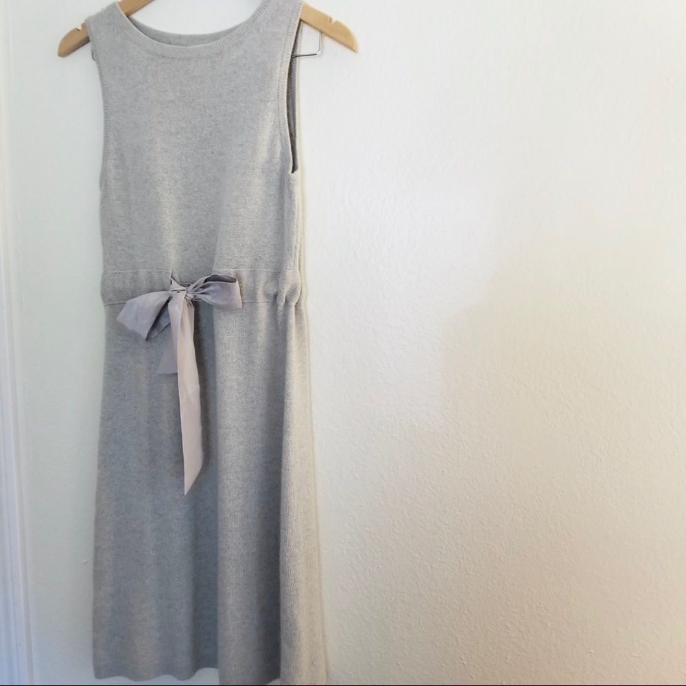 Knit Gray J Crew Dress with Bow Sash